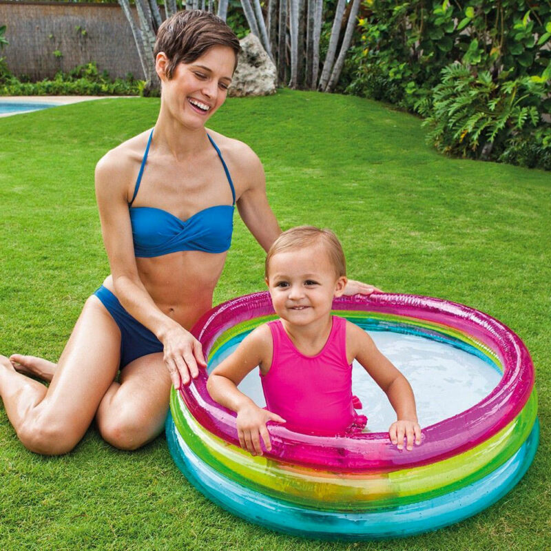 Pataugeoire Gonflable Bebe Piscine Enfant 3 Anneaux 86x25 Cm 1