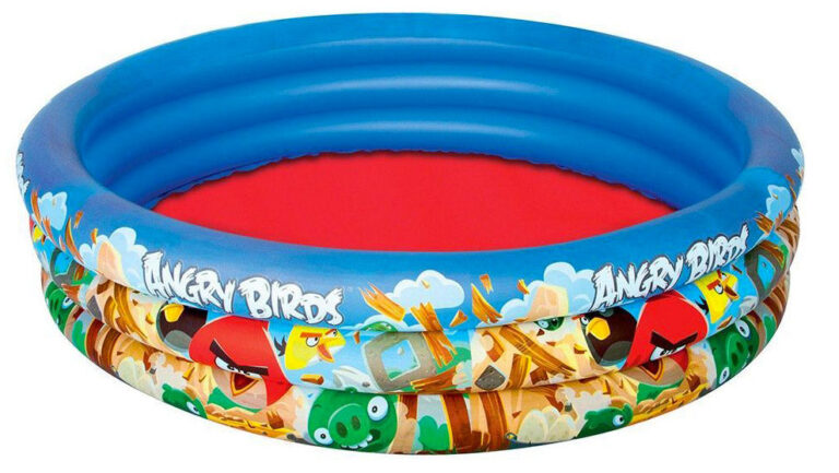 Piscine Gonflable Enfant 152 Cm 3 Anneaux Theme Oiseaux Colores