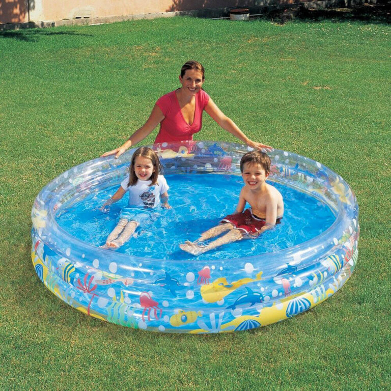 Piscine Gonflable Enfant 3 Anneaux Diametre 183 Cm Ideale Jeux Deau Exterieurs 1