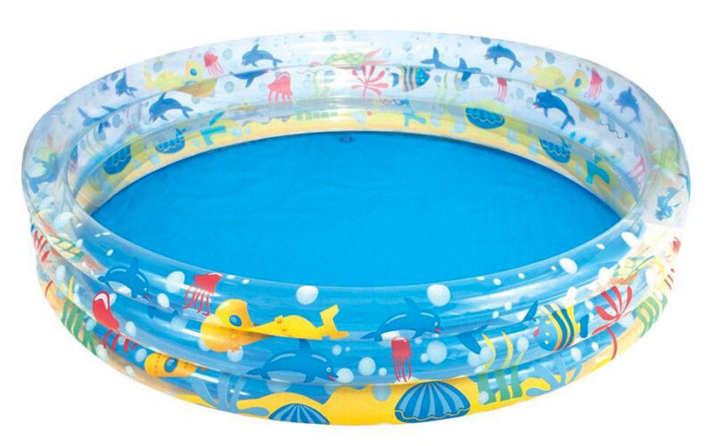 Piscine Gonflable Enfant 3 Anneaux Diametre 183 Cm Ideale Jeux Deau Exterieurs